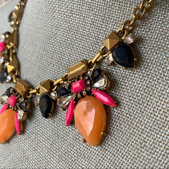 J Crew Statement Necklace Rhinestone Bib Colorful - Picture 8 of 16